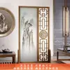 Mampara de Pared Divisoria de Tela Estilo Chino Moderno con el Carácter "Fu" para Entrada, Sala de Estar y Dormitorio, Pantalla de Madera Maciza Falsa