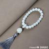 Contas de Maçã Bodhi de Jade Branco Natural DIY Pulseira Adai Cordão Trançado Contas Barril Homens e Mulheres Contas de Rosário Pulseira