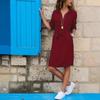 Fabricante 2022 Aliexpress Ebay Amazon Wish Outono e Inverno Vestido Camisa Feminino Gola Lapela Cor Lisa Manga Três Quartos