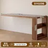 Escritorio Doble de Madera Maciza Mesa de Estudio para Adultos en Casa Mesa Larga para Dormitorio Armario de Almacenamiento Mesa de Ordenador Retráctil Integrada