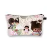 Nueva Bolsa de Maquillaje Monchichi de un Solo Lado para Niñas, Bolso de Mano Portátil de Gran Capacidad, Linda Bolsa de Almacenamiento de Escritorio al por Mayor