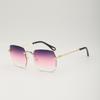 2025 Nueva Llegada Gafas de Sol Cuadradas sin Montura con Borde de Diamante Gafas de Sol Trendy Cyber Celebrant para Mujer con Protección UV