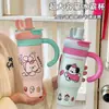 Vaso térmico lindo con temática de dibujos animados y asa, antideslizante, adecuado para uso en exteriores, oficina y propósitos generales, gran capacidad