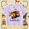 2026 Novo Plano de Transformação do Castor Camiseta Infantil de Algodão Puro Manga Curta Verão Desenho Animado Tendência Top para Meninos e Meninas