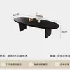 2026 Nueva Mesa de Café de Madera Maciza Estilo Wabi-Sabi para Sala de Estar, Uso Doméstico, Lujo Ligero, Sensación de Alta Gama, Mesa de Café Ovalada Negra Larga