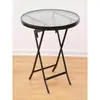 Mesa de Jantar Externa Vidro Temperado Mesa Dobrável para Varanda Mesa para Barraca Externa Chá de Leite Mesa de Pátio de Lazer ao Ar Livre e Cadeira Conjunto de Três Peças