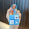 Llavero de Teclado de Sonido de Cuatro Rejillas Juguete para Aliviar el Estrés Pez de Madera Electrónico Colgante para Bolso Regalo Pequeño