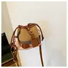 Mini Bolso de Niña Estilo Europeo y Americano, Cuadros de Mezclilla, Cierre de Cordón, Tipo Cubo, Pequeño Bolso Dumpling, Bolso Cruzado de Hombro para Mujer
