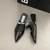 Mules Apontadas de Moda de Luxo Estilo Francês, Sandálias de Salto Anabela Simples Inspiradas em Chanel para o Verão, Sapatos Mule para Mulheres