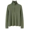 Suéter de cachemira con media cremallera 2026 otoño e invierno nuevo, camisa base a rayas verticales con cuello para mujer transfronteriza, estilo suave, holgado y adelgazante