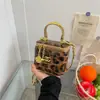 Popular Bolso Cuadrado Pequeño con Estampado de Leopardo de Comercio Exterior, Elegante Bolso de Hombro Cruzado Brillante Estilo Chanel, Bolso Caja Acolchado con Cadena