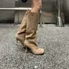 Botas de tacón alto de color liso con punta redonda, Botas de caña alta elegantes 2026, Versátiles para ir al trabajo, Botas sin cordones con caña ancha, Moda europea y americana, Sencillas y elegantes