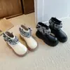 Botas Chelsea Femininas com Renda de Pérolas e Laço 2026 Outono Infantil Xadrez Antiderrapante com Cadarço Botas de Cano Médio a Grande Infantil Botas Individuais