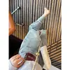 Jeans Rectos de Color Claro Retro Talla Grande para Mujer Primavera y Otoño Chica Gordita Cintura Alta Adelgazantes Sueltos Cortos Pierna Estrecha Ancha