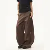 Pantalones Anchos de Estilo Americano con Dobladillo Curvo para Hombre con Remaches y Parches, Corte Holgado, Pantalones de Papa Acampanados, Pantalones de Trabajo Oversize
