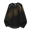 Camiseta G-stone Masculina de Tricô Waffle com Manga Longa, Ombros Caídos, Caimento Solto, Gola Redonda, Estilo Retro Simples para Usar em Camadas