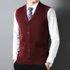 Colete Cardigan Tricot Jacquard Outono Inverno Transfronteiriço Versátil Casual para Meia-Idade e Idosos Suéter Quente Sem Mangas Colete Gola V
