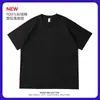 Nova Camiseta de Algodão Puro Pesado 400g com Gola Redonda e Manga Curta para Homens e Mulheres, Top Liso de Verão, Base Solta de Manga Curta