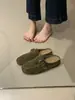 Zapatos retro semiabiertos para mujer, nuevo lanzamiento otoño 2026, punta redonda, suela gruesa, zapatos sin cordones, a la moda, versátiles, zapatos casuales de un solo color, modernos