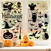 Decoraciones de Halloween Más Vendidas Calavera de Halloween y Silueta de Gato Negro Pegatinas Estáticas de Adhesión para Ventana Decoración Festiva Pegatinas para Ventana