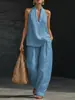 2026 Nuevo Sitio Independiente de Comercio Exterior Transfronterizo Europeo y Americano Ropa para Mujer Amazon Halter Cuello en V Sin Mangas Pantalones Casuales Conjunto para Mujer