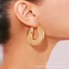 Pendientes de acero inoxidable con diseño de hielo redondo, hueco, retro, transfronterizo europeo y americano, de corrosión, de titanio y acero, sencillos y exagerados para mujer