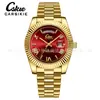 Reloj de Pulsera de Cuarzo para Hombre Carsikie Marca Tendencia de Moda Correa de Acero Sólido Corona Esfera Multicolor