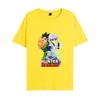 2023 nuevo cazador de tiempo completo secundario de dibujos animados de impresión digital para hombres y mujeres, blusa informal suelta de manga corta de verano