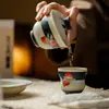 Gaiwan de Cerâmica Estilo Antigo Pintado à Mão com Esmalte Caramelo e Design de Pêssego Índigo para Uso Doméstico, Adequado para Chá Kung Fu e Preparo de Chá