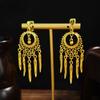Pendientes largos con borlas y forma de gota de agua, estilo étnico bohemio europeo y americano, con diamantes de imitación para mujer.