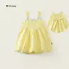 Vestido de Menina Verão 2025 Novo Vestido de Princesa para Bebê Saia Infantil Sem Mangas Flor Vestido Bolha Moda Infantil de Verão