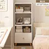 Estantería Moderna Minimalista para el Hogar con Puertas, Estante de Almacenamiento Estrecho a Prueba de Polvo, Gabinete de Almacenamiento Simple Multicapa de Pie para la Sala de Estar