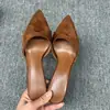 Cross2026 Verano Sencillos Tacón Delgado Punta Abierta Mocasines Zapatos de Mujer Un Paso Gamuza Tacón Alto Sandalias de Moda Mujer