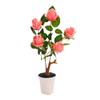Planta Artificial de Rosa de Cinco Cabezas en Maceta Decoración para el Hogar Flor Artificial Planta Verde Fiesta de Bodas Decoración de Interior Planta en Maceta Simulada