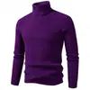 Otoño Invierno Nuevo Suéter de Cuello Alto para Hombre Ropa Interior de Punto Juvenil Rayado Ajustado Casual de Punto para Hombre