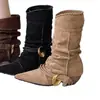 Diseño: Botines tejidos, plisados, de nuevo estilo para mujer, con un ambiente otoñal único y de nicho, con tacones gruesos, una estética de bota de alta gama y un diseño de punta afilada estilo Western 2026