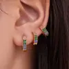 Pendientes de Acero Inoxidable con Hebilla en Forma de U y Filas de Diamantes, de Ensueño y Exquisitos, Pendientes de Circonio de Alta Calidad y Modernos en Múltiples Tamaños para Mujer