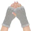 Luvas Grossas de Tricô com Forro de Fleece e Padrão de Diamante, Mangas Curtas de Pelúcia sem Dedos, Luvas Quentes de Pelúcia para Outono e Inverno