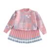 Suéter Falda para Bebé Niña Kidsren Primavera y Otoño Nuevo Tejido Dos Piezas Falda Lindo Suéter Geométrico Falda Tendencia Exportación