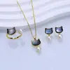 Joyería de Perlas de Agua Dulce Natural Set de Tres Piezas Colgante Anillo Pendientes Collar Concha de Gato Joyería de Lujo Ligero Venta al por Mayor