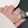 Anel para Mulheres Ins925 Prata Esterlina Tendência Cool Retro Minimalista Ajustável Coração Aberto Dedo Indicador Moda Personalidade