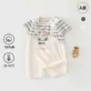 Mono de Verano Fino de Algodón para Bebé de Manga Corta Clase A Ropa para Exteriores Estilo Coreano Peto Ropa para Bebés Mameluco Traje para Gatear