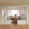 Puerta Corredera de Vidrio Estilo Retro Francés de Aleación de Aluminio Menggu para Salón, Divisor de Habitación con Riel Colgante de Tres Vínculos, Puerta Corredera de Cocina