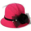 Chapéu de Lã Feminino Outono e Inverno Estilo Coreano Chapéu de Palha com Pena Chapéu de Vaso Grande Chapéu Bowler Versátil Britânico Chapéu de Moda Chapéu de Inverno