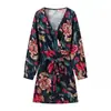 Comercio Exterior Transfronterizo Ropa Europea y Americana para Mujer Aliexpress Moda Casual Estilo Ins Vacaciones Vestido Estampado de Manga Larga con Cuello en V