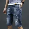 Pantalones de Verano Finos, Modernos, Holgados, de Longitud Media para Hombre, Shorts de Mezclilla Rasgados de Cinco Puntos/Siete Puntos