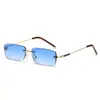 Gafas de Sol de Moda Sin Marco Transfronterizas Nuevas 2025 Gafas de Sol Personalizadas Casuales de Marco Pequeño Borde Cuadrado Pintura de Puntos para Hombres y Mujeres