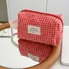 Bolsa de Maquiagem Xadrez de Frutas Transfronteiriça Estilo Coreano Ins Grande Capacidade para Estudantes Necessaire Acolchoada Bolsa de Maquiagem