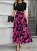 Vestido de impressão floral de alta cintura da moda com temperamento elegante para mulheres europeias e americanas, para o comércio transfronteiriço da Amazon em 2025
