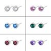 Brincos de prata de lei S925 com zircônia redonda simples, moda popular, um diamante, cor de diamante, temperamento, para furo na orelha, atacado